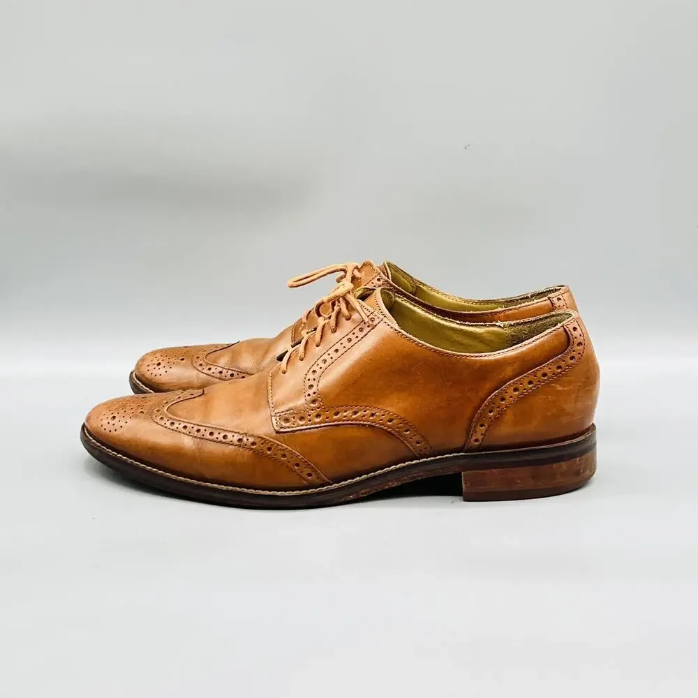 Cole Haan Shoes Mens 10.5 Brown Leather Grand OS Wingtip Oxford Dress Brogue